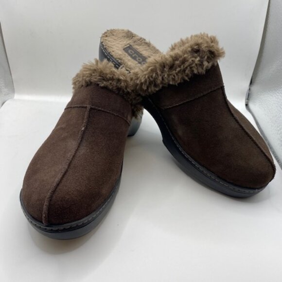 Crocs Cobbler Eva Brown Faux Fur Lined Clogs Mules - Picture 5 of 9